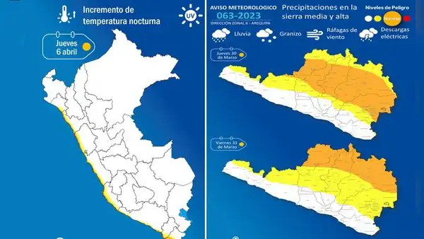 Senamhi alerta tormentas y descenso de temperaturas en la sierra sur y centro