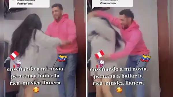 Venezolano le enseña a bailar la “rica música llanera” a su novia peruana y se vuelven virales