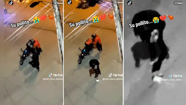 ¡Perdió su pollo en segundos! Repartidor entrega pedido a cliente, pero la caja se rompe y se cae al piso