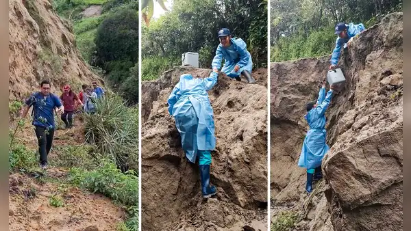 Enfermeras trepan cerros para atender a población aislada por huaicos en Cajamarca