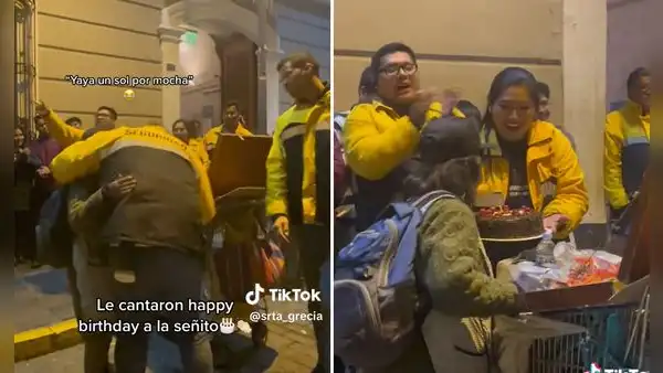 Vigilantes celebraron cumpleaños de mujer ambulante y transeúntes lo festejan: “¡Qué hermoso!”