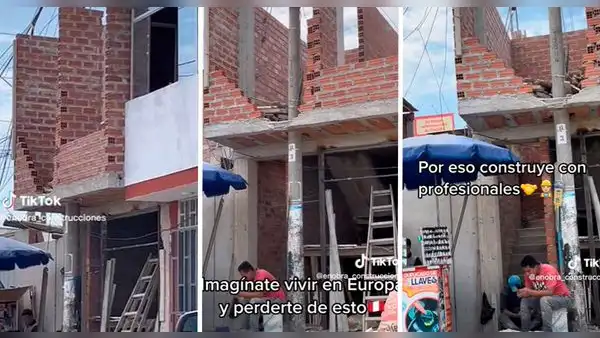 Construyen el segundo piso de su casa con poste en el medio: “Perú, donde todo es posible”