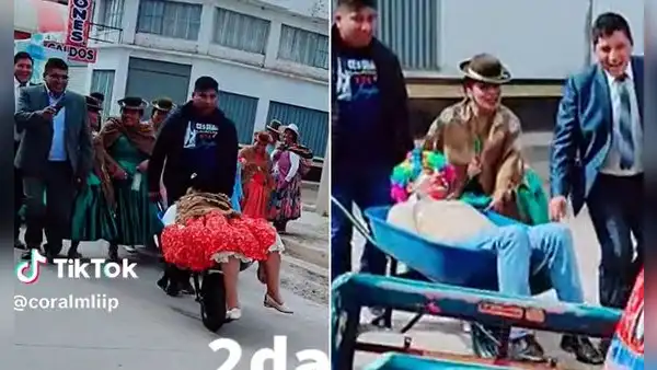 Pareja tuvo que ser cargada en carretillas tras matrimonio en Puno: “¿Qué pasó aquí?”
