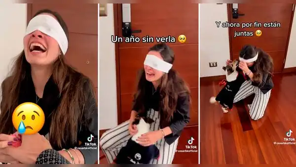 ¡Conmovedor! Joven sorprende a su enamorada con perrita que no veía desde hace 1 año