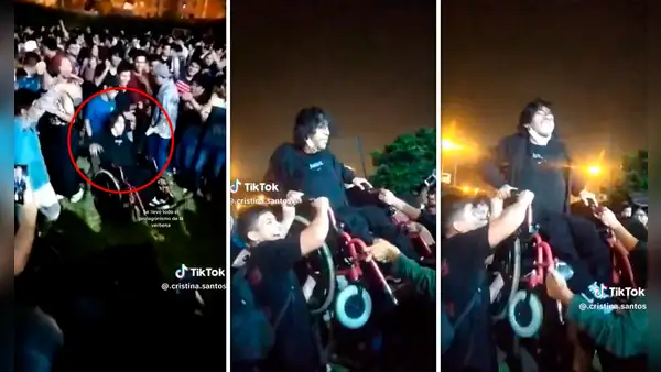 Sanmarquinos celebraron a lo grande el inicio de clases y cargaron a joven en silla de ruedas