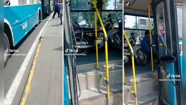 ¿Cómo subieron eso? Ciudadanos atónitos al encontrar una moto en bus de Lima