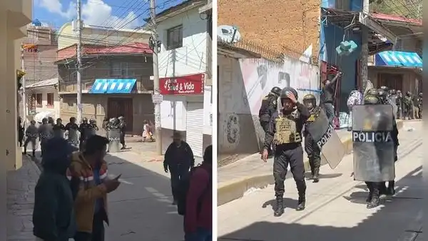 Policías disparan bombas lacrimógenas a estudiantes de la Universidad Nacional de Huancavelica