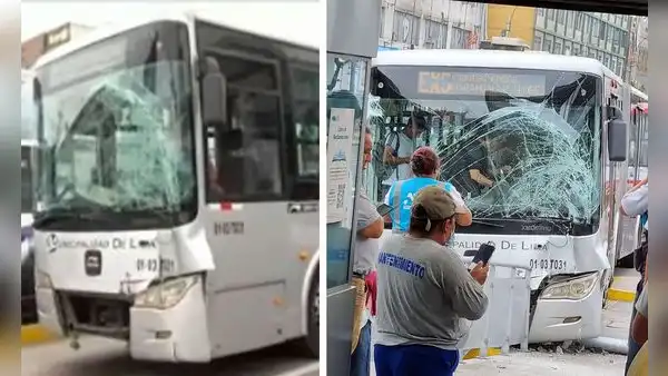Alrededor de 9 heridos dejó choque entre buses del Metropolitano en la estación España