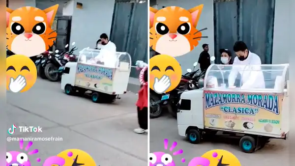 Peruana crea carreta con forma de camión para vender mazamorra morada: "Perú es otro nivel"