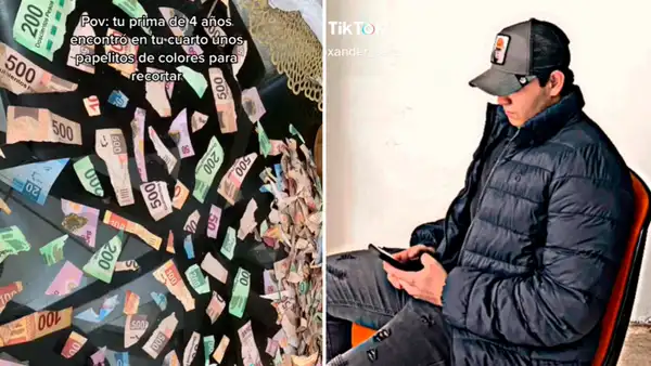 Joven revela que su pequeña prima cortó sus billetes al pensar que eran "papelitos de colores"