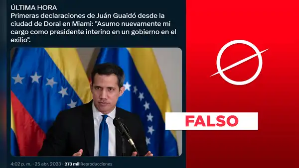 No, Juan Guaidó no afirmó que asumiría como "presidente interino" de Venezuela desde el exilio