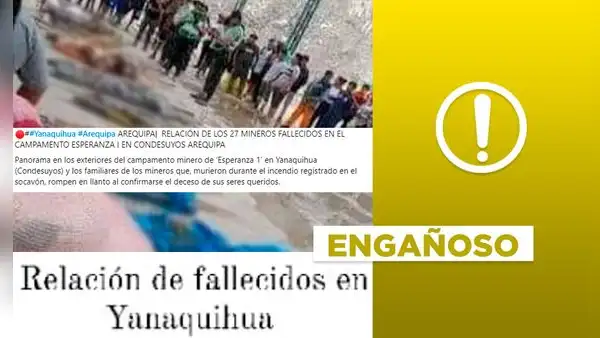Imagen de fallecidos no corresponde al incendio en mina de Yanaquihua, Arequipa