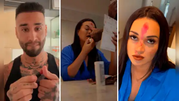 Jota Benz le hace cruel broma a Angie Arizaga por cortarle la barba mientras dormía