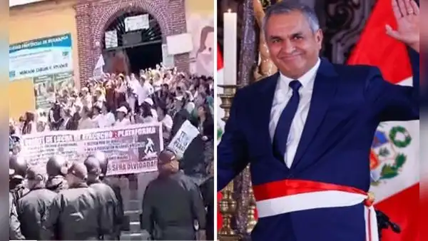 Ciudadanos lanzaron huevos a ministro del Interior durante ceremonia en comisaría de Ayacucho
