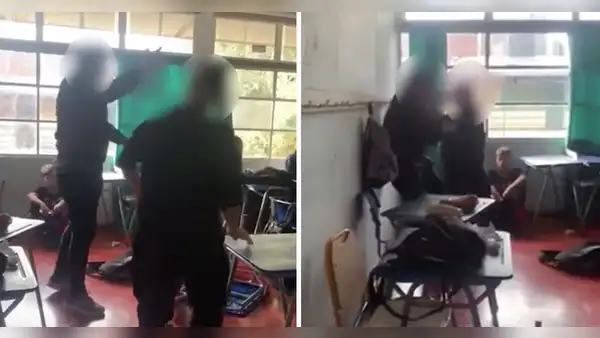 Captan a alumno agrediendo a profesor al interior de un colegio en Chile