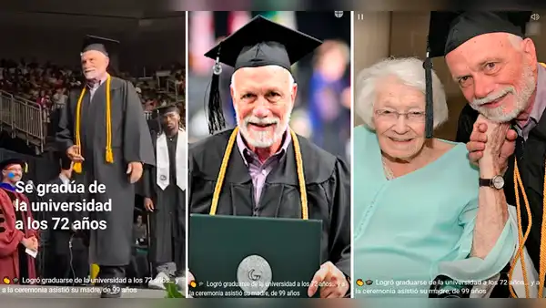 Hombre de 72 años se gradúa de la universidad y lo celebra con su madre de 99: “No hay edad para estudiar”