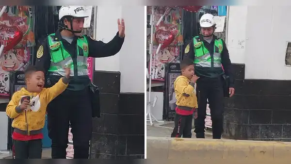 PNP Chachapoyas: niño ayuda a policía a dirigir el tránsito y escena conmueve a usuarios