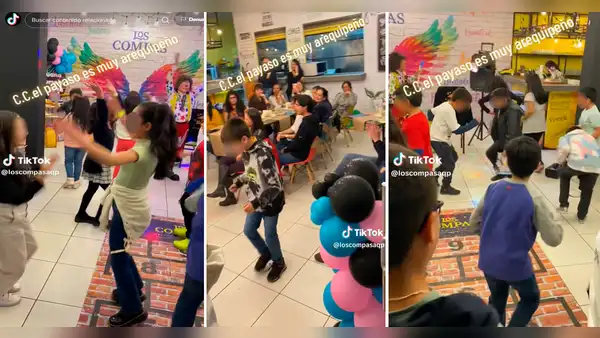 “Primero lo nuestro, después el resto”: payasito hace bailar carnaval arequipeño a niños en fiesta infantil