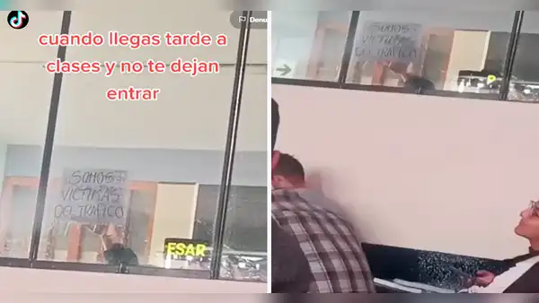 No los dejan entrar al aula por llegar tarde y escriben curioso excusa: “Somos víctimas del tráfico”