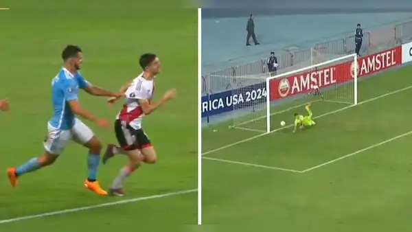 Pitaron polémico penal para River, pero Solís atajó el disparo de Miguel Borja