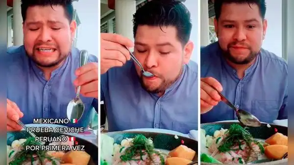 Mexicano degusta ceviche por primera vez y su reacción es viral: "Nunca había probado algo así"