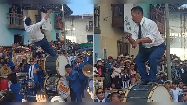 Director de banda la rompe con sus divertidos pasos en La Libertad: “Marcando la diferencia”