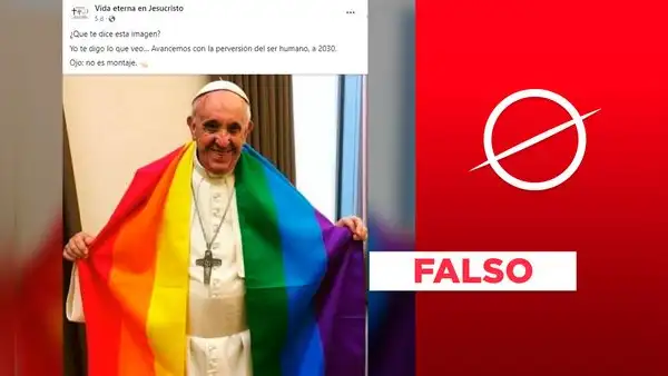 ¿El papa Francisco fue visto con bandera LGTBIQ+?: imagen no es real, fue creada con IA