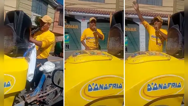 Heladero de D’Onofrio adapta parlante gigante a su carrito y la rompe cantando chicha en Arequipa