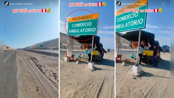 Vendedora instala su puesto al lado de letrero que prohíbe el comercio ambulatorio: “Sin miedo al éxito”