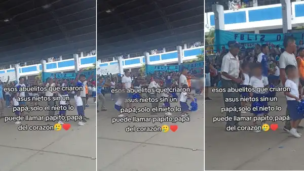 Graban a niño junto a su abuelito en actuación del colegio: “Gracias, papá, por llenar de amor a mi hijo”