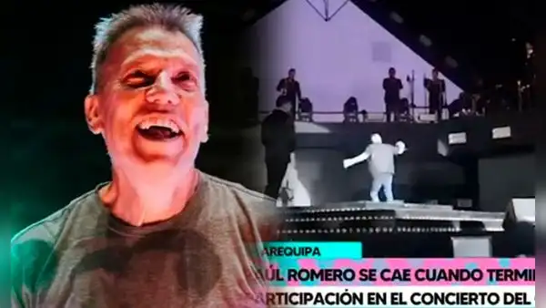 Raúl Romero protagoniza bochornoso momento al resbalarse en concierto del Grupo 5