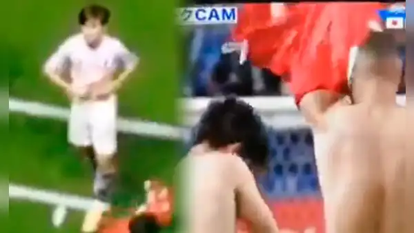 Jugador de Japón despreció camiseta de Perú y la tiró al césped tras intercambio con Callens