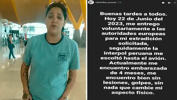 Pamela Cabanillas se entregó voluntariamente a las autoridades en España y afirma estar embarazada