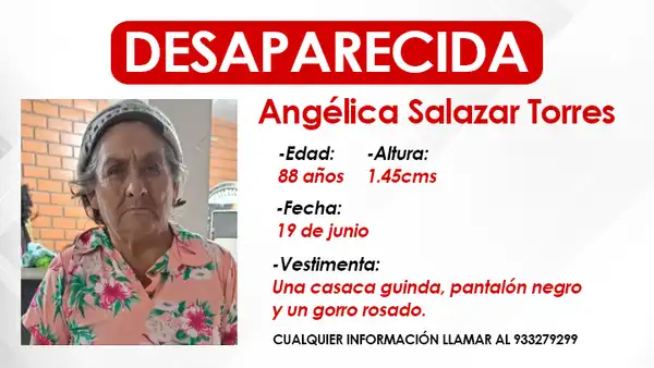 VES: adulta mayor con problemas de memoria se perdió y familiares piden ayuda para encontrarla