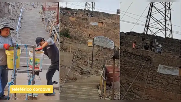 Peruanos transportan material de construcción con teleférico en Villa María del Triunfo: “Nada los detiene”