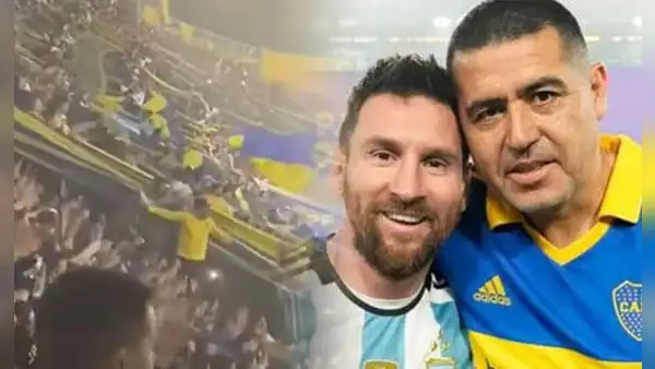 Hinchas de Boca Juniors corean a Lionel Messi que ahora "el más grande" es Juan Riquelme