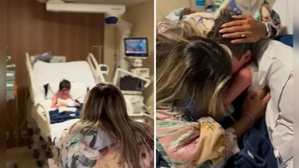 Así fue el conmovedor reencuentro de una mujer y su hijo que despertó tras 16 días en coma