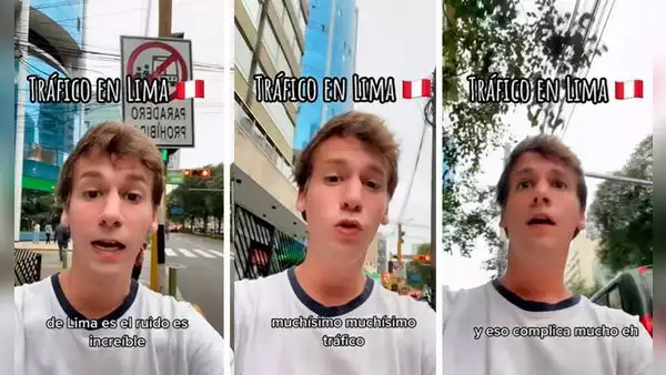 Español se sorprende con el tráfico de Lima y es troleado en TikTok: "Cuidado te roben el fono"