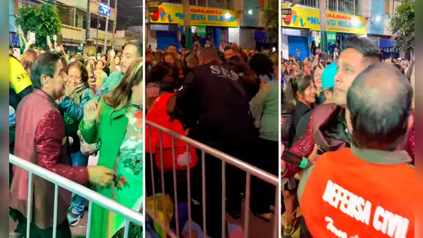 Público se emociona y tira al piso a cantante Jonathan Rojas durante presentación en Magdalena