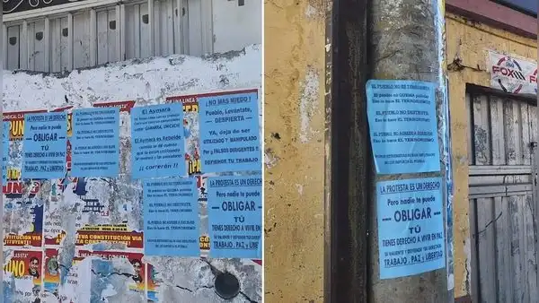 Aparecen afiches en contra de la 'Tercera toma de Lima' en Puno