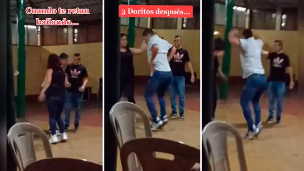 Joven lo reta a bailar y rompe la pista con espectacular coreografía del “Siqui Siqui”