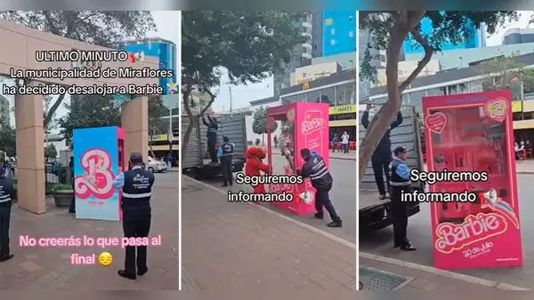 Agentes de la Municipalidad de Miraflores retiran la caja de ‘Barbie’ con apoyo de ‘Elmo’: “¿Qué hacía ahí?”
