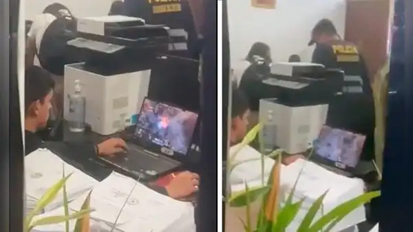 'Gran Marcha Nacional': policía es captado jugando Dota en comisaría San Andrés