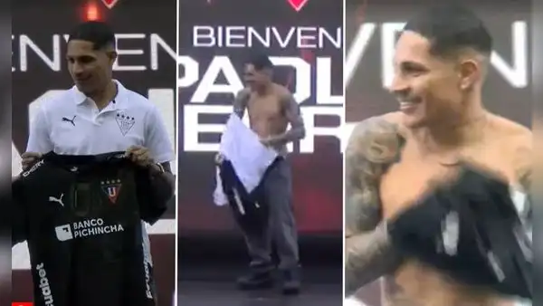 Paolo Guerrero alborotó a los hinchas de LDU de Quito al ponerse la camiseta en pleno estrado