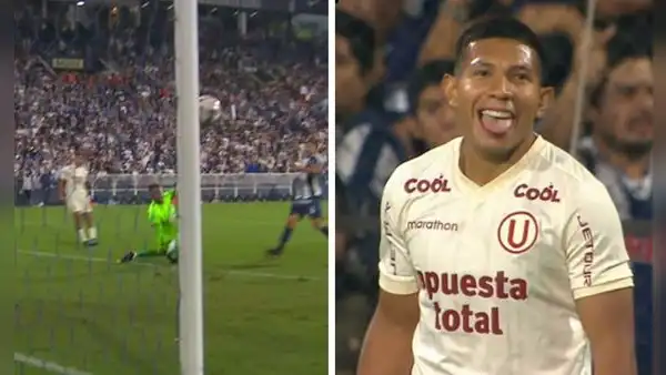 ¡Casi gol de Universitario! Flores remató de zurda al palo tras quedar mano a mano con Campos