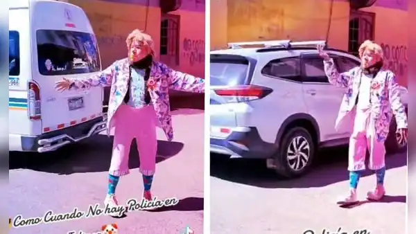 Payaso es captado dirigiendo el tránsito en Juliaca y se vuelve viral en TikTok: “Prefiero ese policía”