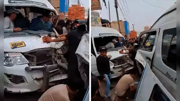Lurigancho-Chosica: cústers de transporte público se chocan y dejan como saldo 6 heridos en Cajamarquilla