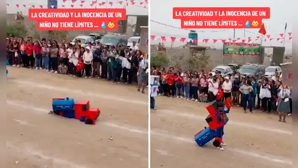 Al estilo 'Transformers': niños se roban el show en desfile de Ancón al disfrazarse de camión cisterna