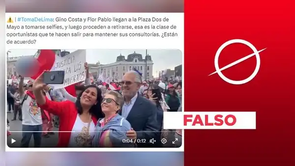 Flor Pablo y Gino Costa no se retiraron de la 'Marcha Nacional' del 19 de julio “tras tomarse esta foto”