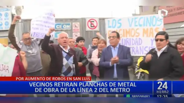San Luis: Vecinos protestan para retirar planchas de metal de la Línea 2 del Metro